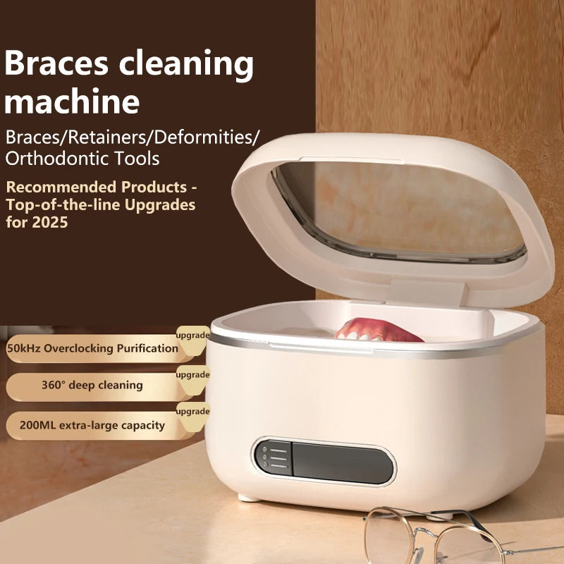 Ultrasonic Cleaning Machine 3Speed Timed Household USB Charging Jewelry Cleaner For Dentures Retainer Mouth Guard Aligner Peaceful Pleasures Health and Wellness