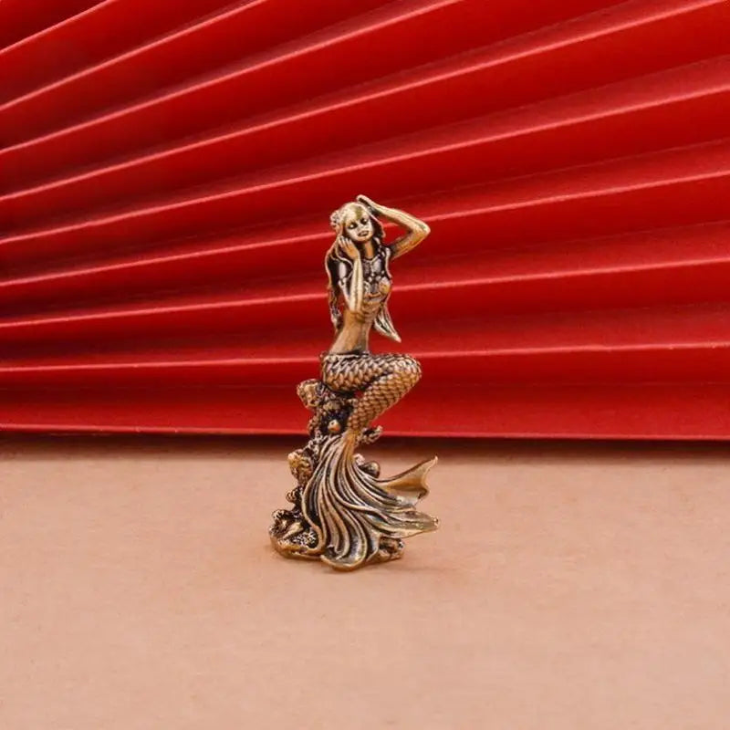 Mini Brass Mermaid Figurine | Princess Statue Home Décor Gift