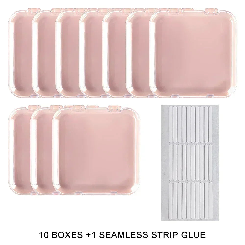 10PCS Press-On Nail Storage Acrylic Boxes with Adhesive Sheets Transparent Clear Nail Boxes Jewelry Storage Tool&Accessories Peaceful Pleasures Health and Wellness 10Pcs Pink Set