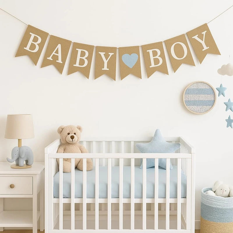 Baby Boy Banner Bunting Garland – Baby Shower & Gender Reveal