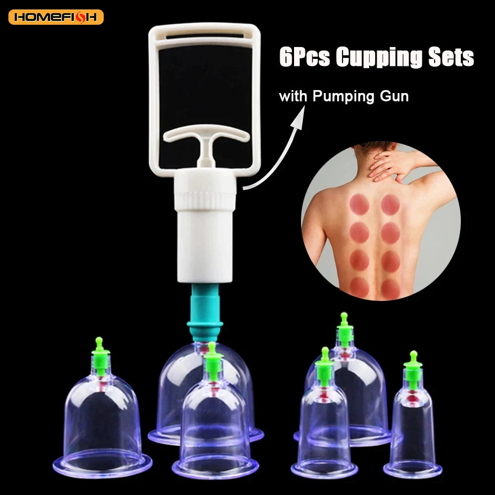 Vacuum Cupping Massage Kit – 6 Cups + Pump Gun | Anti-Cellulite