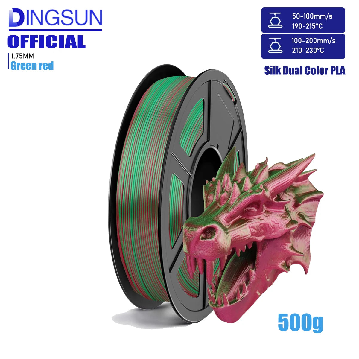Silk PLA Filament Bundle 4×250g Dual Color Glossy 1.75mm