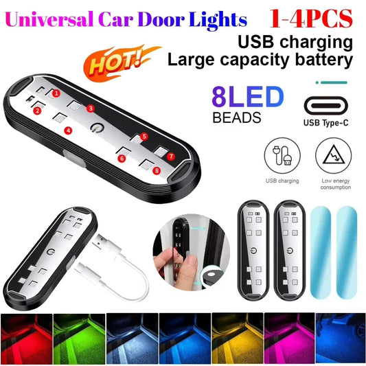 LED Car Door Welcome Lights | Magnetic 7-Color USB-C Rechargeable Car Door LED Light Oasis Select