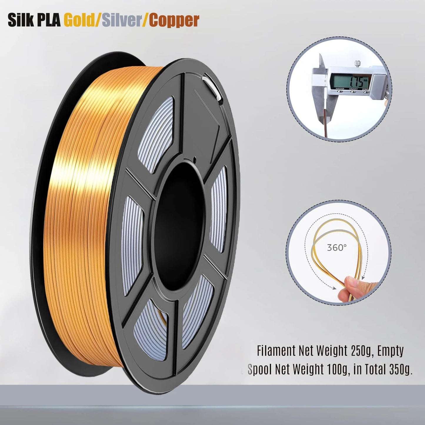 3D Maliang Tri-Color Silk PLA Filament 1.75mm | 4-Pack 250g