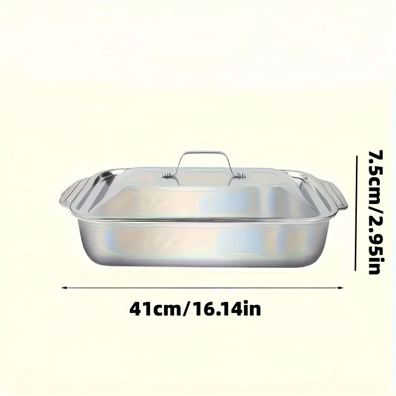Stainless Steel Fish Grill Tray with Lid | Round BBQ Plate