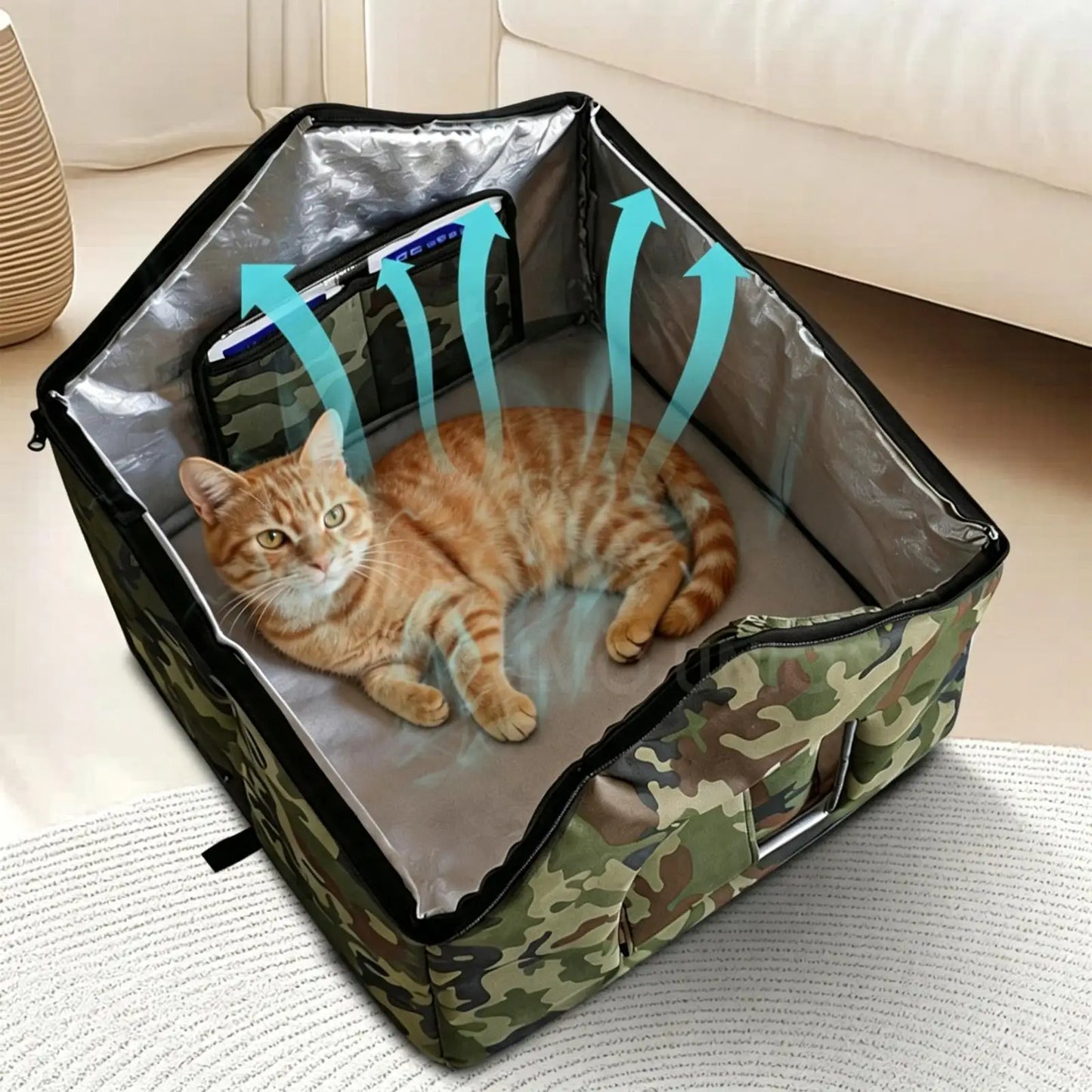 Cooling Cat House 3 Layer Foldable With Ice Packs Cooling Outdoor Cat House For Kitten Puppy Dog Living Room Balcony Backyard Peaceful Pleasures Health and Wellness