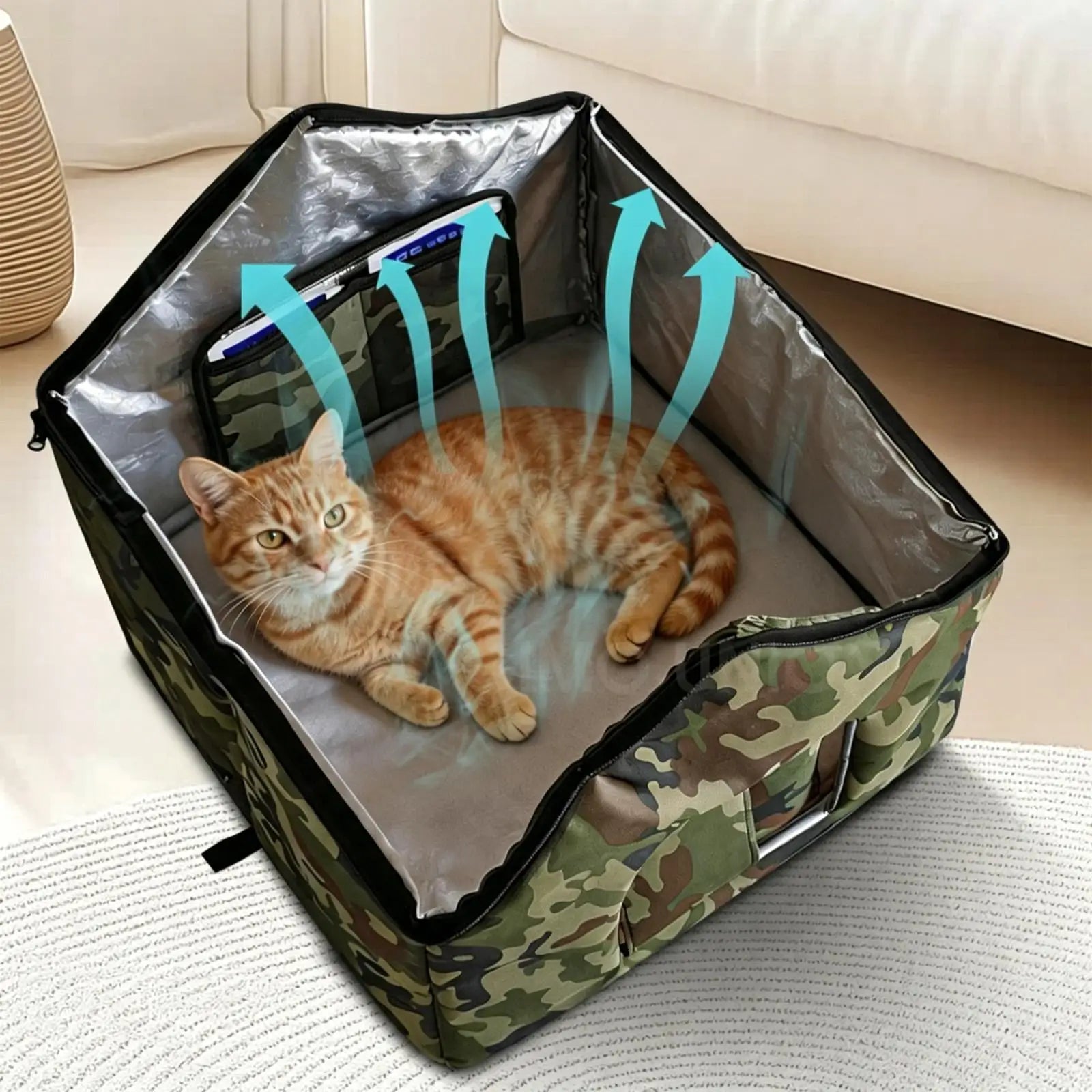 Cooling Cat House 3 Layer Foldable With Ice Packs Cooling Outdoor Cat House For Kitten Puppy Dog Living Room Balcony Backyard Peaceful Pleasures Health and Wellness