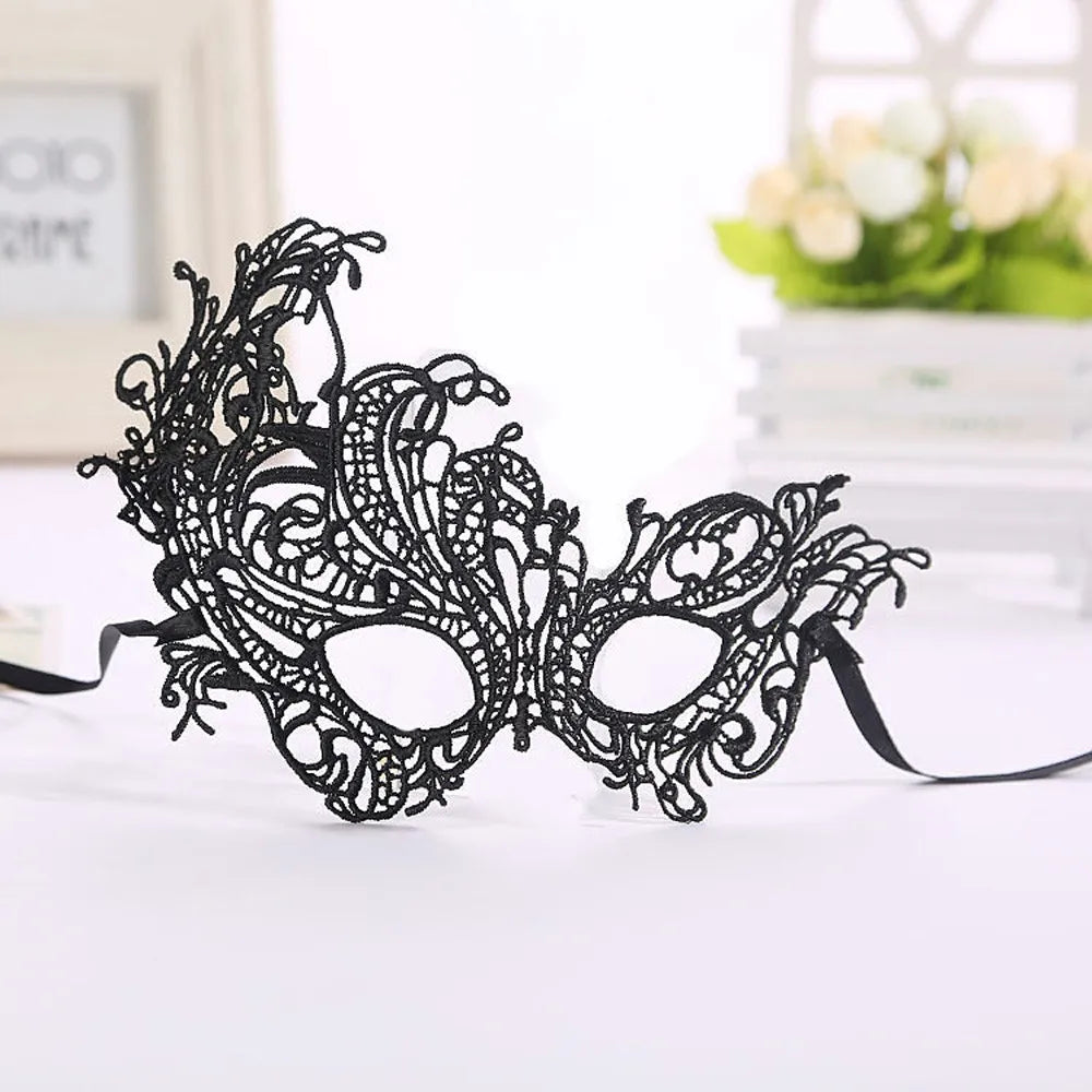 Eye Mask Sexy Lace Venetian Masquerade Ball Halloween Party Fancy Dress Costume Props Lady Black Lace Hollow Face Mask Peaceful Pleasures Health and Wellness