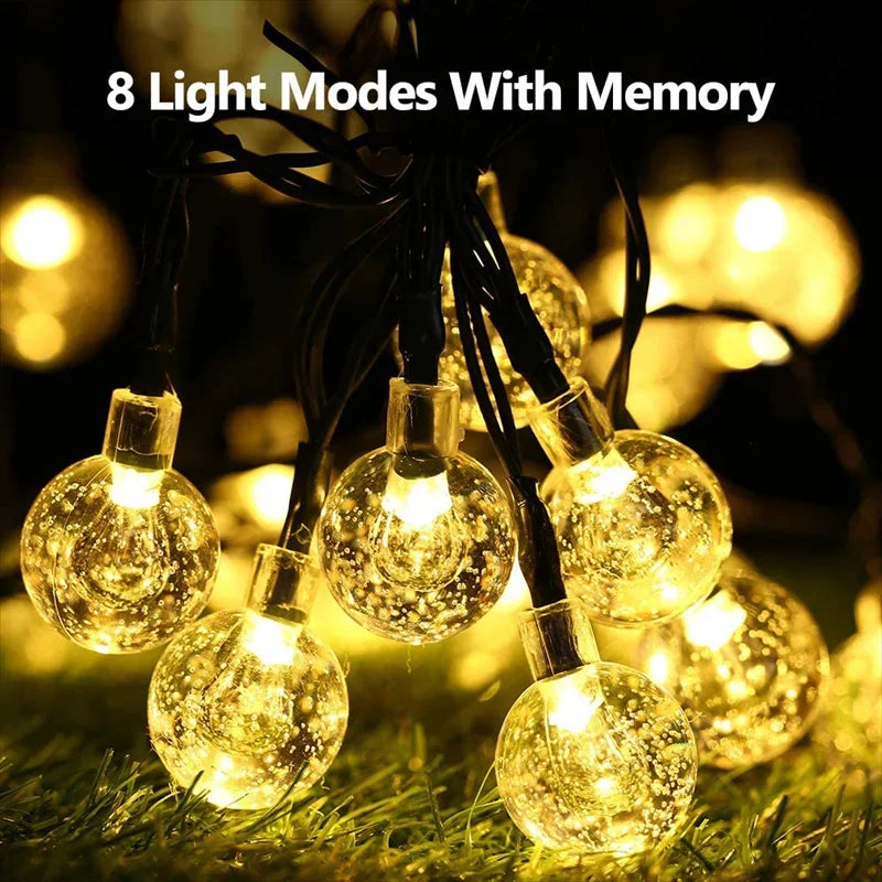 Solar Crystal Globe String Lights – Outdoor Waterproof Fairy Lights