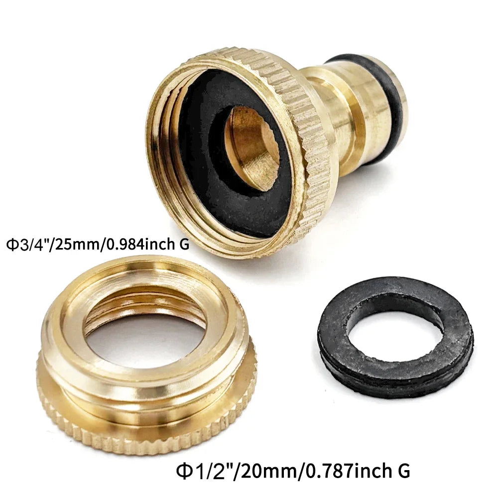 Brass Faucet Tap Connector Mixer Hose Adaptor Quick Connecter 1/2 3/4 Copper Hose Coupling Adapter Garden Watering Fittings Tool Peaceful Pleasures Health and Wellness