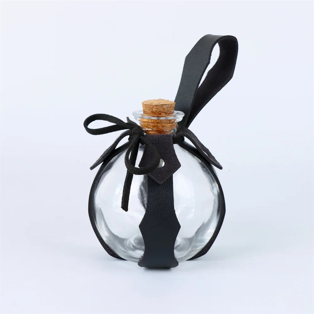 Medieval Belt Elf Leaf Leather Case Glass Magic Bottle Halloween