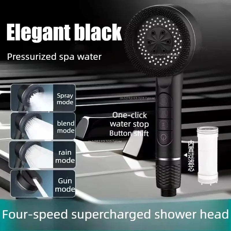 Adjustable High-Pressure Handheld Shower Head with Filter & Hose