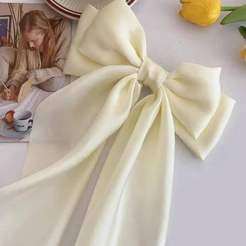 Solid Ribbon Bow Hair Clip – Elegant Canvas Barrette for Women Peaceful Pleasures Health and Wellness