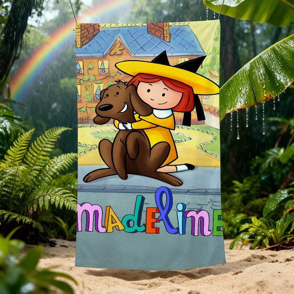 Madeline Cartoon Quick-Dry Beach Towel | Pool, Gym & Travel Quick-Dry Beach Towel Peaceful Pleasures Health and Wellness