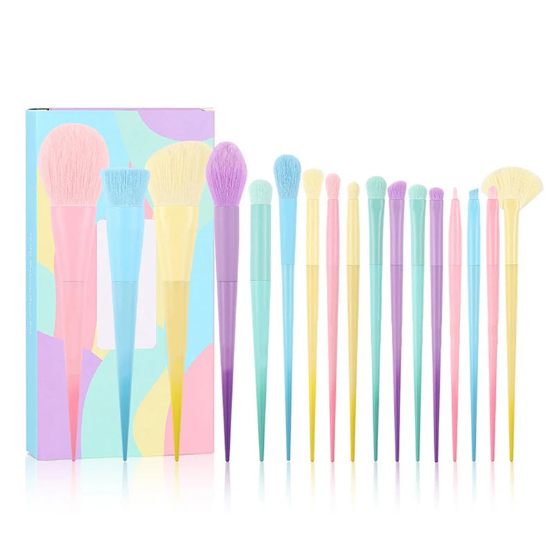 17pcs Rainbow Makeup Brushes Macaron Blush Brush Highlighter Brush Loose Powder Brush Eyeshadow Brush With Gift Box Gift for Gir Peaceful Pleasures Health and Wellness 17pcs