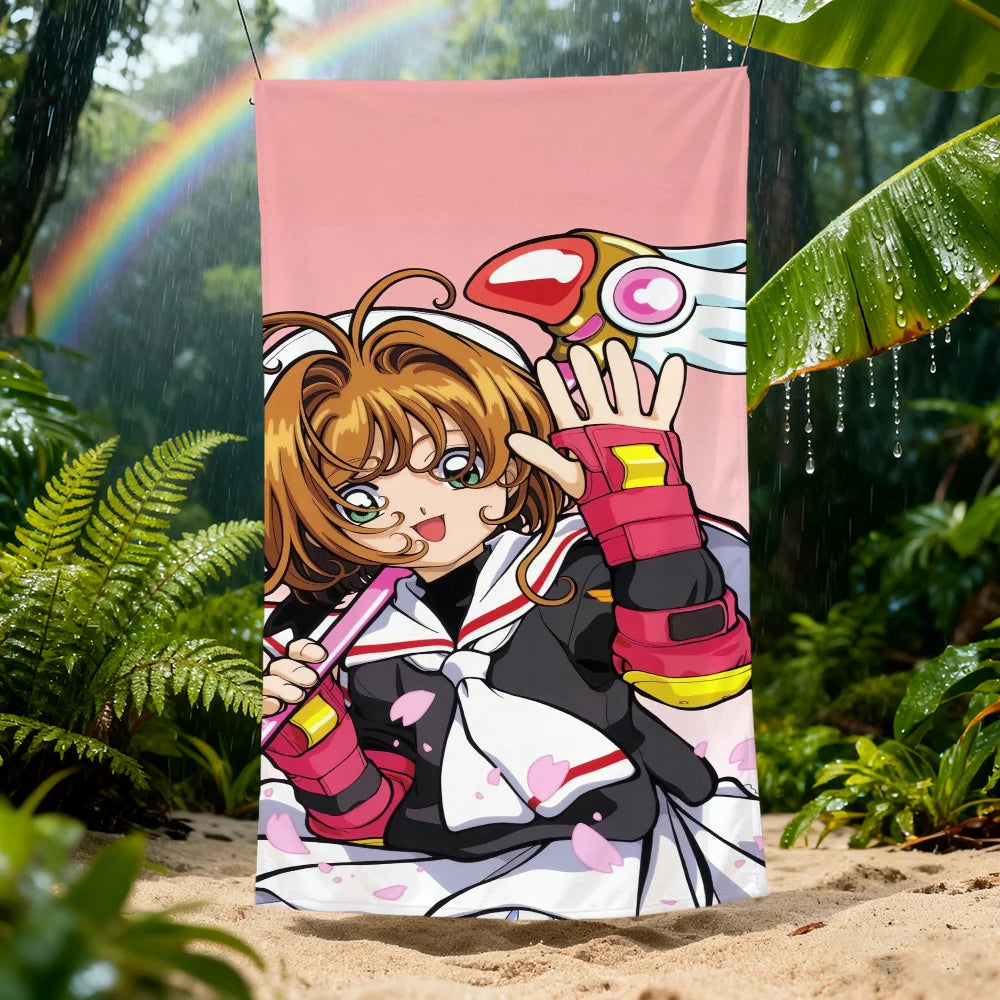 Card Captor Sakura Anime Quick-Dry Beach Towel | Soft & Absorbent Anime Beach Towel Peaceful Pleasures Health and Wellness