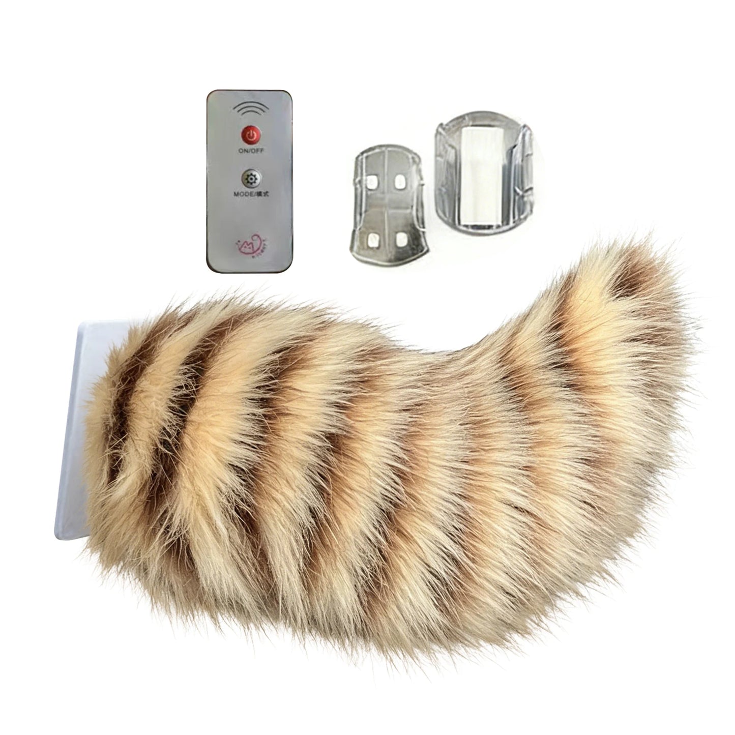 Electric Fluffy Tail For Car Decoration Sound/Remote Control Dynamic Plush Animal Tail With Buckle USB Rechargeable Accessory Peaceful Pleasures Health and Wellness Stripe