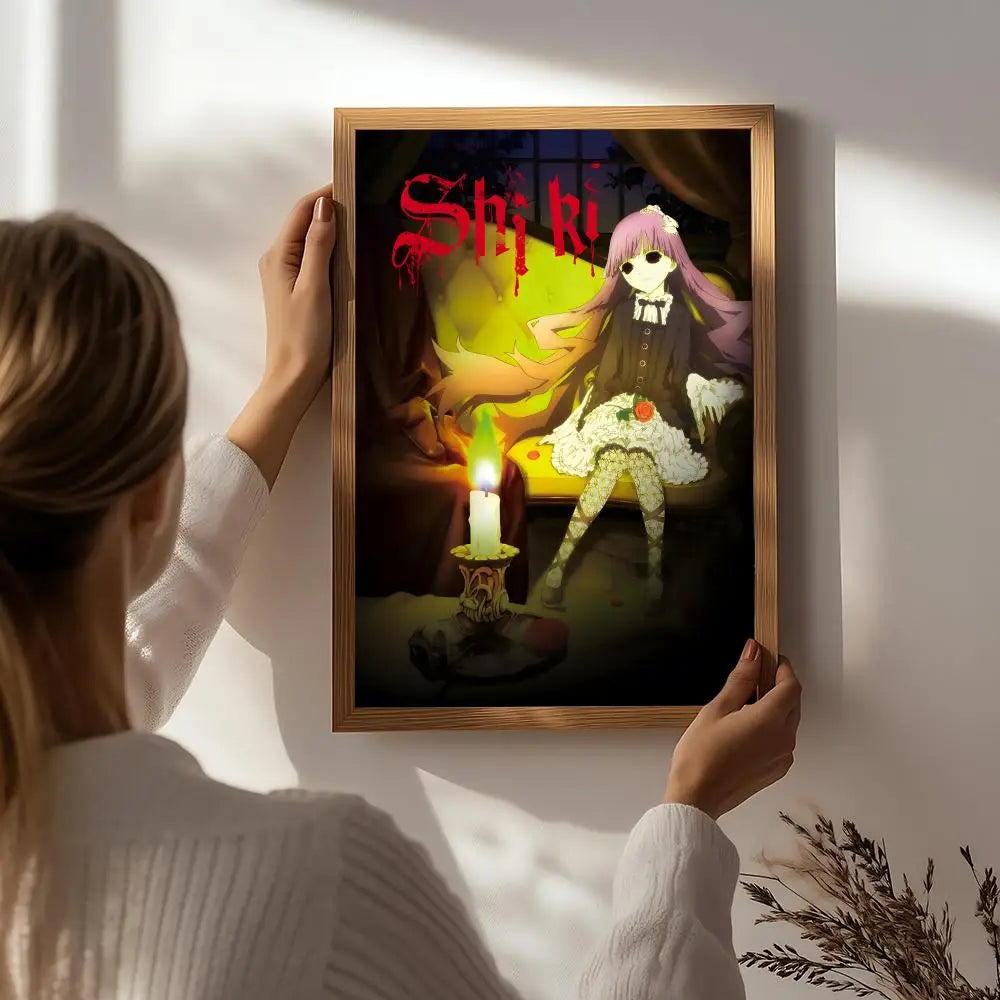 Anime S-Shiki Poster HD Self Adhesive Waterproof Wall Art Ideal for Home Office Dorm Bedroom Great Gift Peaceful Pleasures Health and Wellness White2 15X20cmNoframe