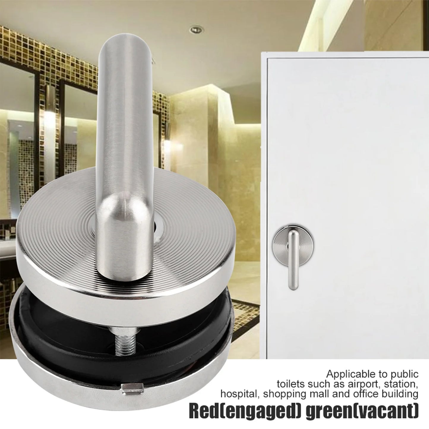 Door Indicator Lock Zinc Alloy Door Lock Vacant Engaged Indicator for Toilet Restroom Bathroom Peaceful Pleasures Health and Wellness
