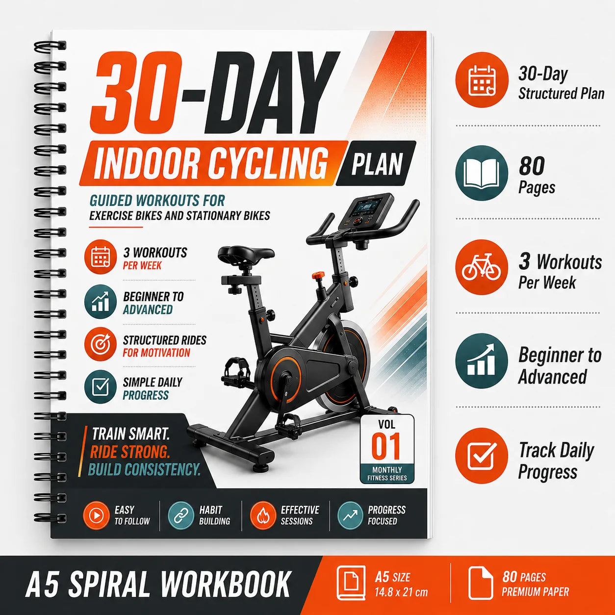 30 Day Structured Cycling Plan Designed Indoor Stationary Bike