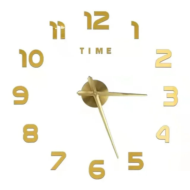 Large 3D DIY Acrylic Wall Clock – Luminous, Frameless, Adjustable Size for Living Room & Home Decor