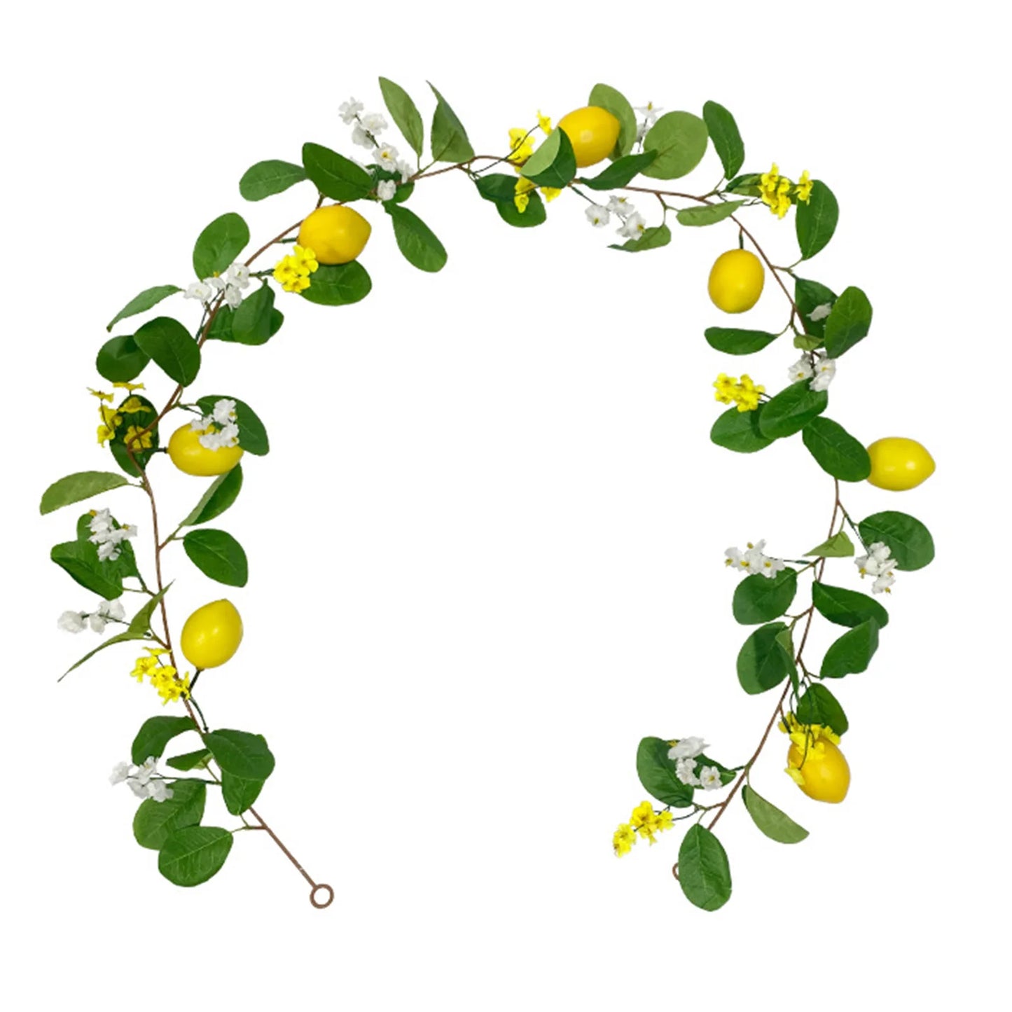 Artificial Lemon Garland Hanging Rattan Fake Eucalyptus Leaves Front