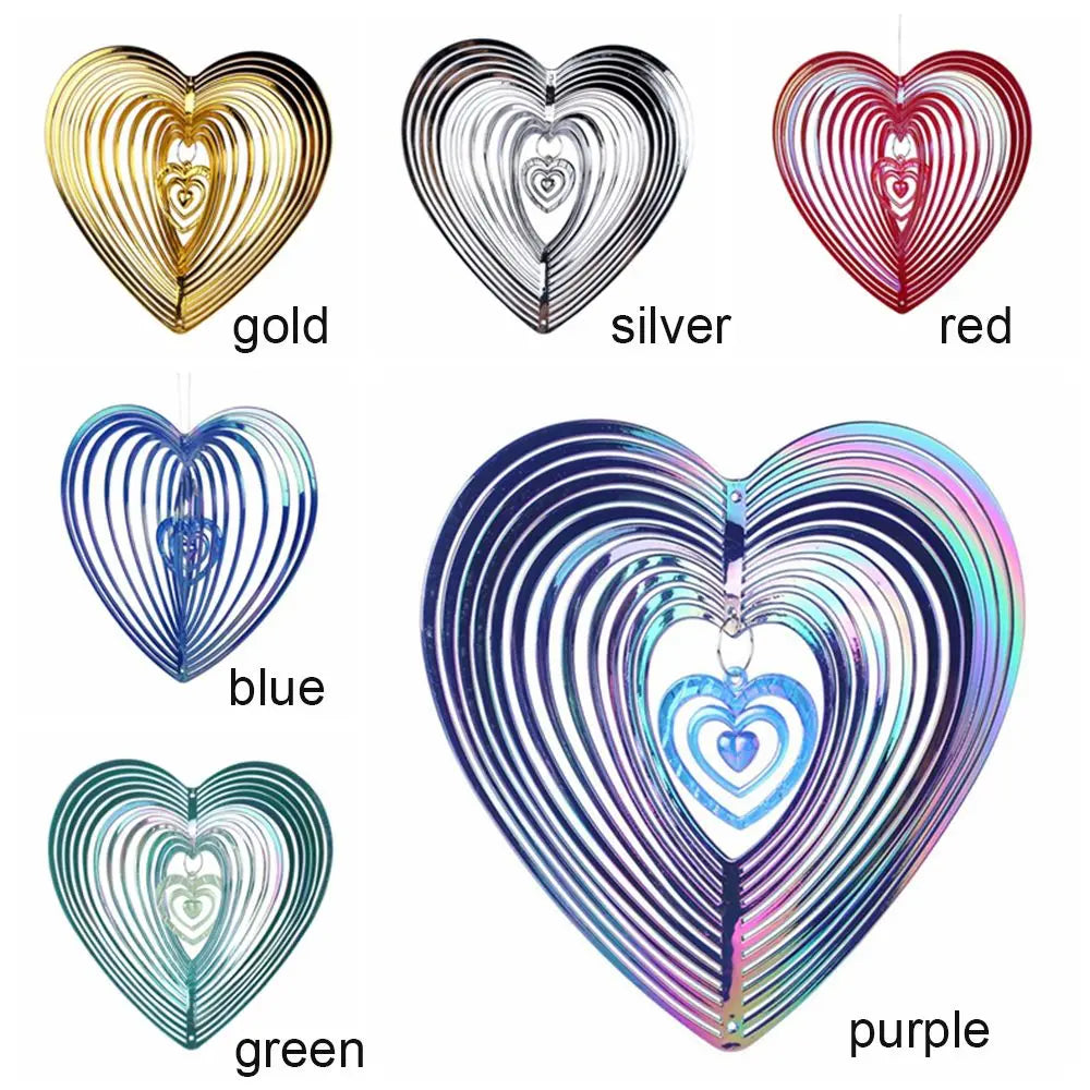Heart-Shaped Wind Spinner Bird Repeller | Garden Hanging Decor