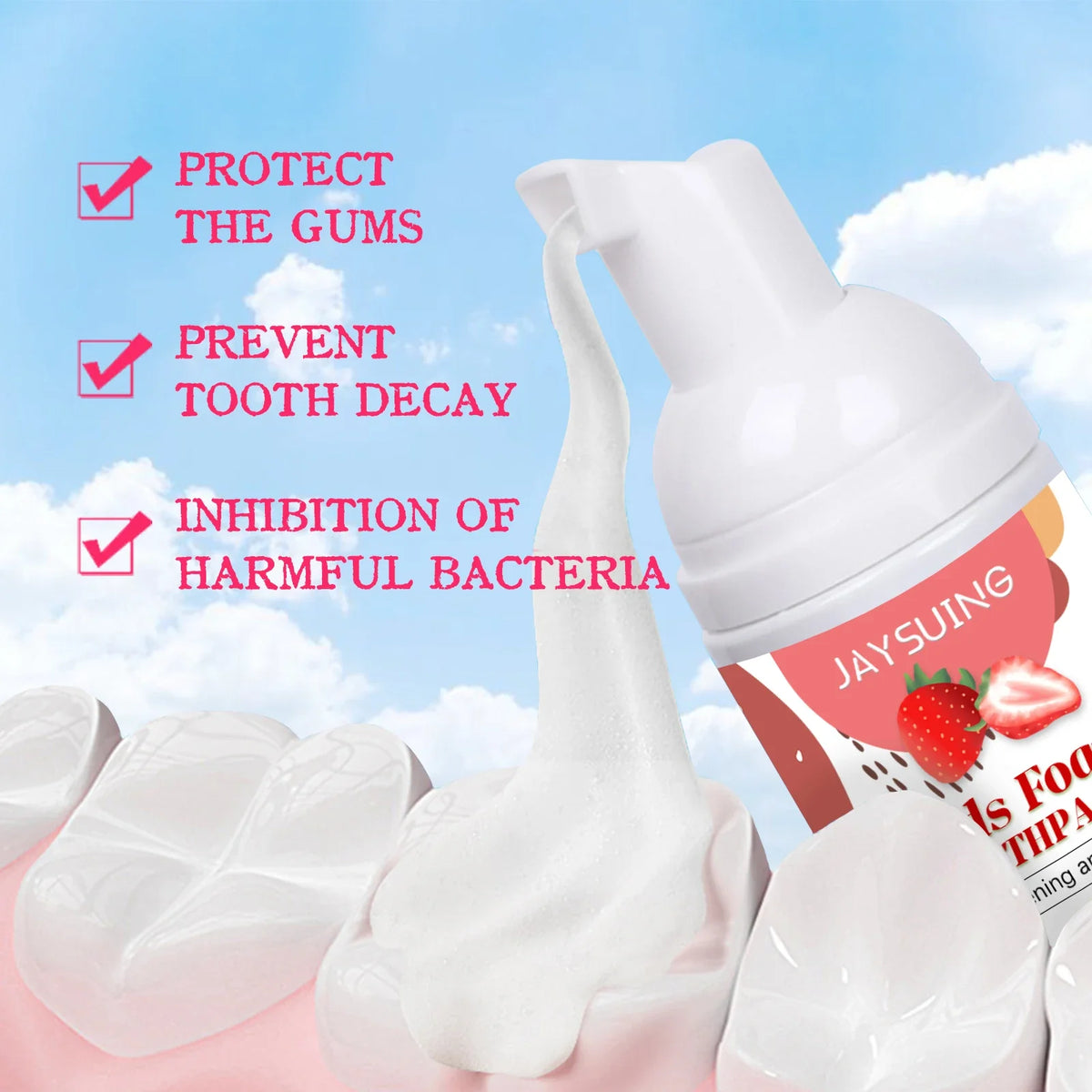 Children Toothpaste Probiotics Stain Removal Tooth Mousse Oral Cleaning Fruit Flavor Fresh Breath Kids Dental Care Toothpaste Peaceful Pleasures Health and Wellness