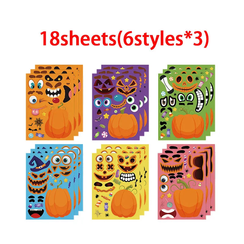 Funny Make Pumpkin Stickers Kids Toddlers 14 Different Designs Face