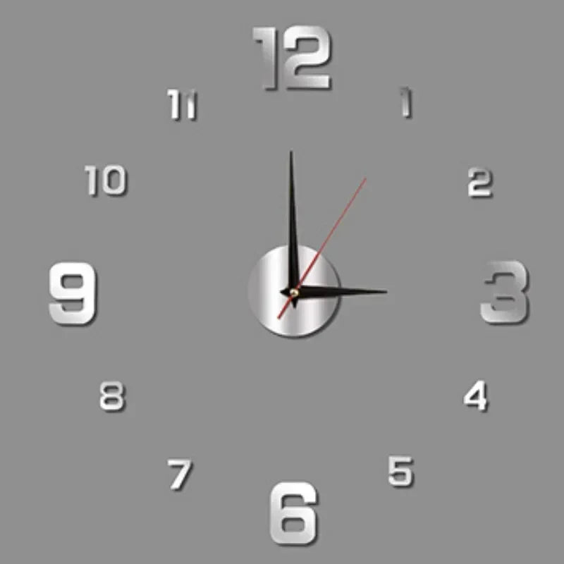 3D DIY Mirror Wall Clock 40cm – Frameless Modern Acrylic Decor