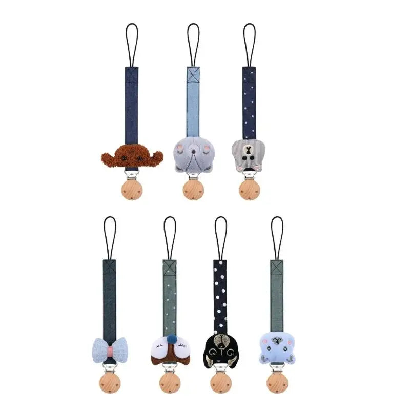 Baby Pacifier Holder Chain with Wooden Clip | Cotton Lanyard