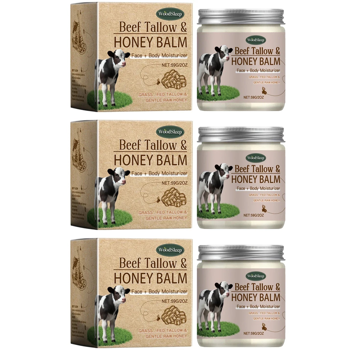 WOODSLEEP Shea Butter Tallow Honey Balm – Deep Moisturizing Cream