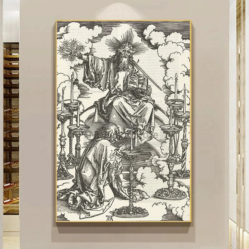 Albrecht Dürer Revelation Canvas Wall Art | B&W Christian Print