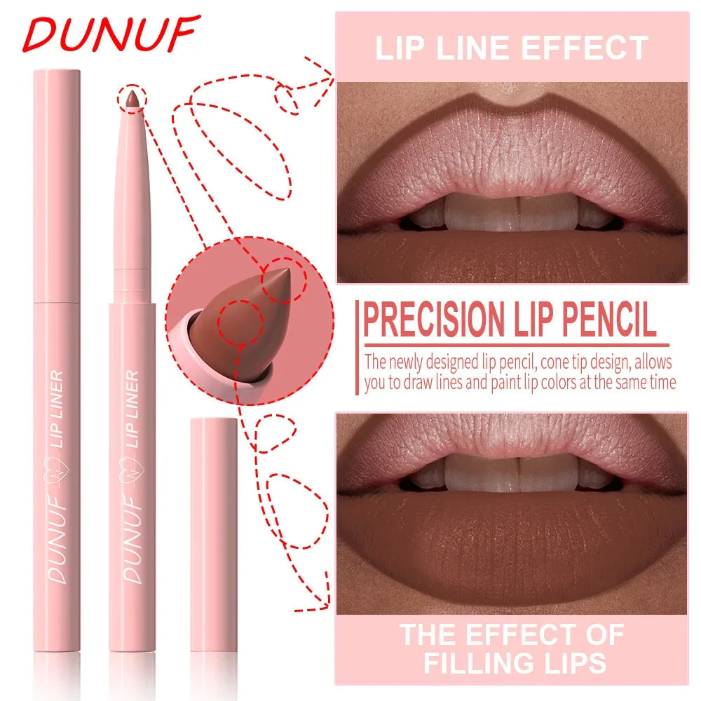 DUNUF Velvet Matte Lip Liner – 12 Nude & Brown Shades