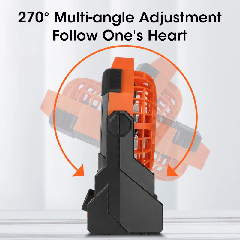10000mAh Pro High Capacity Portable Rechargeable Fan with LED Light and Hook for Desk Camping Outdoor Tent Car Trip Peaceful Pleasures Health and Wellness