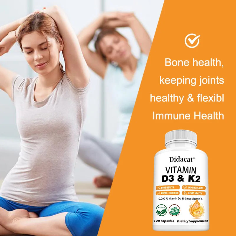 Vitamin D3 + K2 Supplement – Bone & Immune Support | 120 Caps