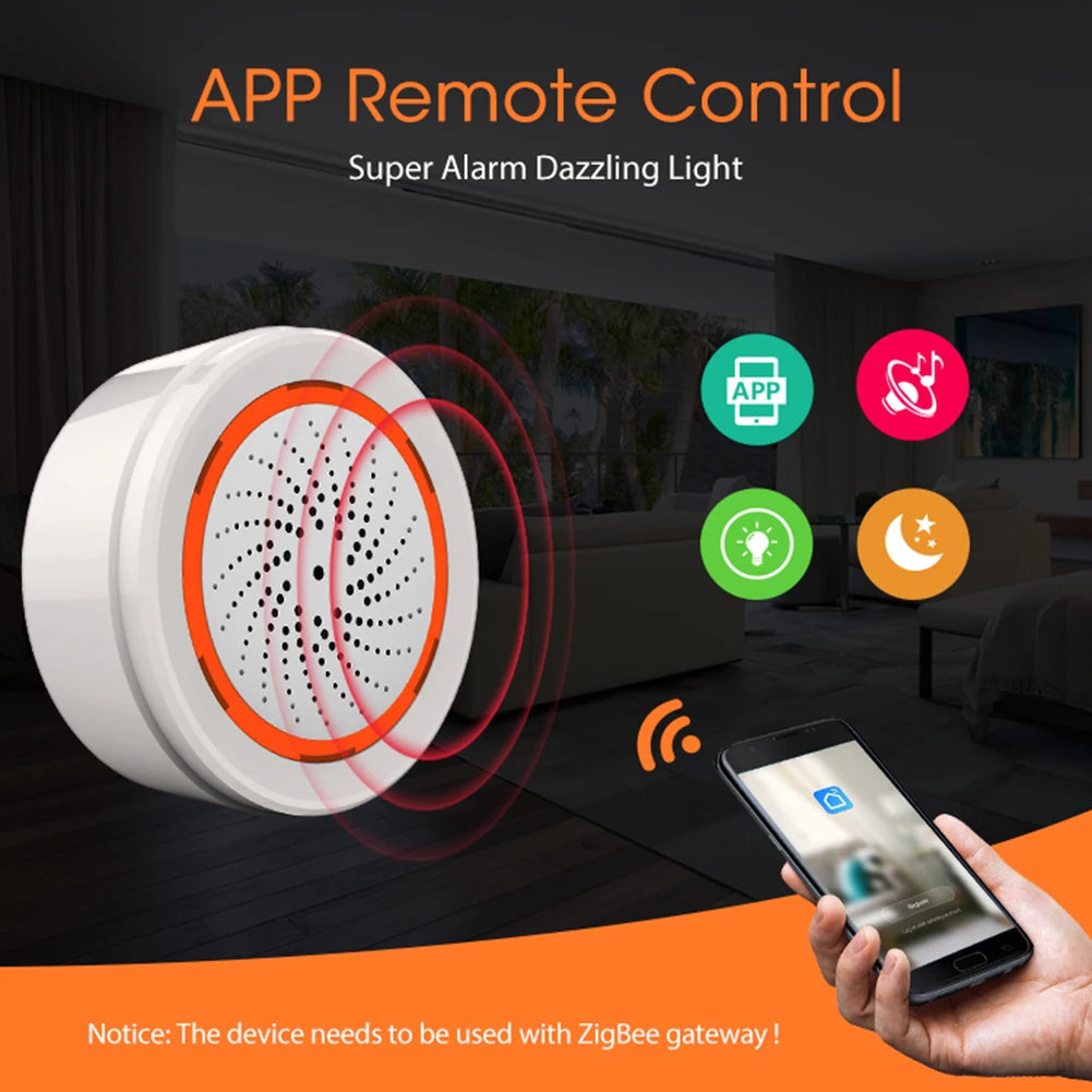 Smart Siren Alarm Tuya Zigbee Sound Light Sensor Smart Alarm Siren App Remote Control Home Security Protection System Peaceful Pleasures Health and Wellness