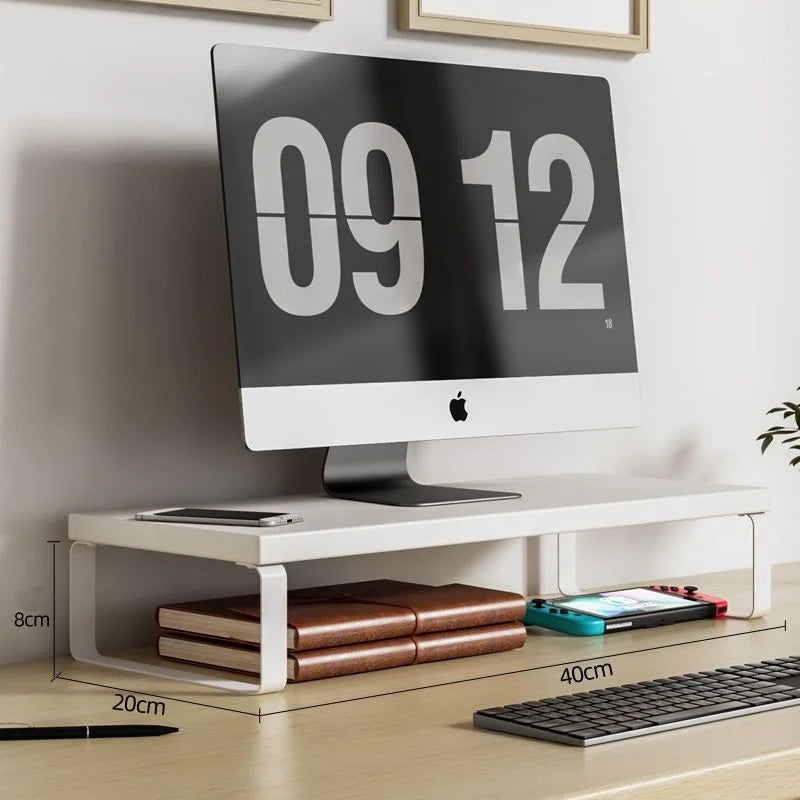 Computer Monitor Elevated Monitor Base Home Office Storage Rack Computer Desktop Creative Storage Rack Office Storage Supplies Peaceful Pleasures Health and Wellness 40X20X8cm white