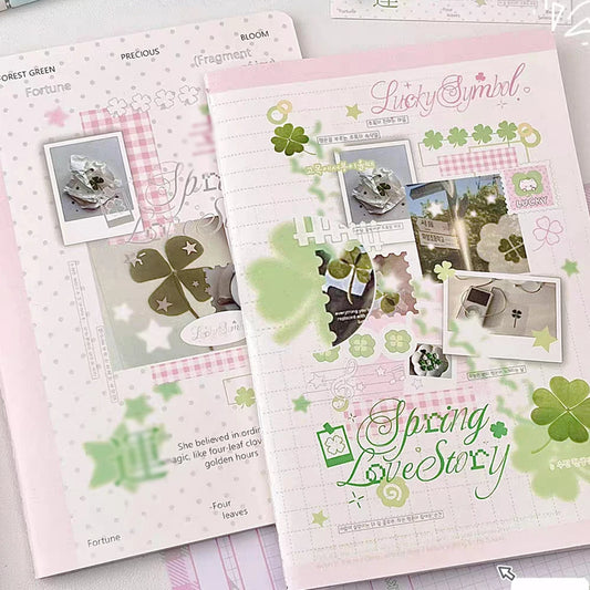 Clover Story Series A5 Car Notebook Appearance Ins Fresh Student Peaceful Pleasures Health and Wellness green