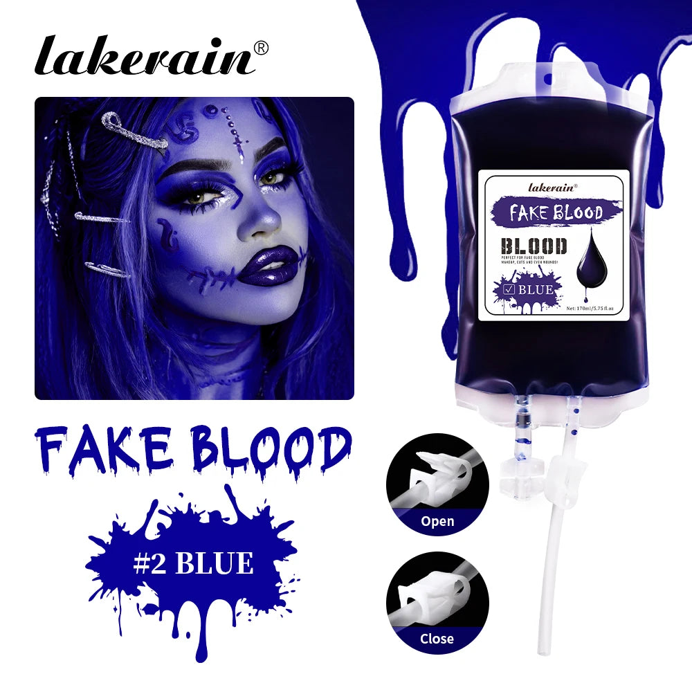 Lakerain 170ML Fake Blood Halloween Ultra-realistic Fake Blood Makeup Safe Non-Toxic Cosplay Horror Prop Party Decoration Peaceful Pleasures Health and Wellness Blue