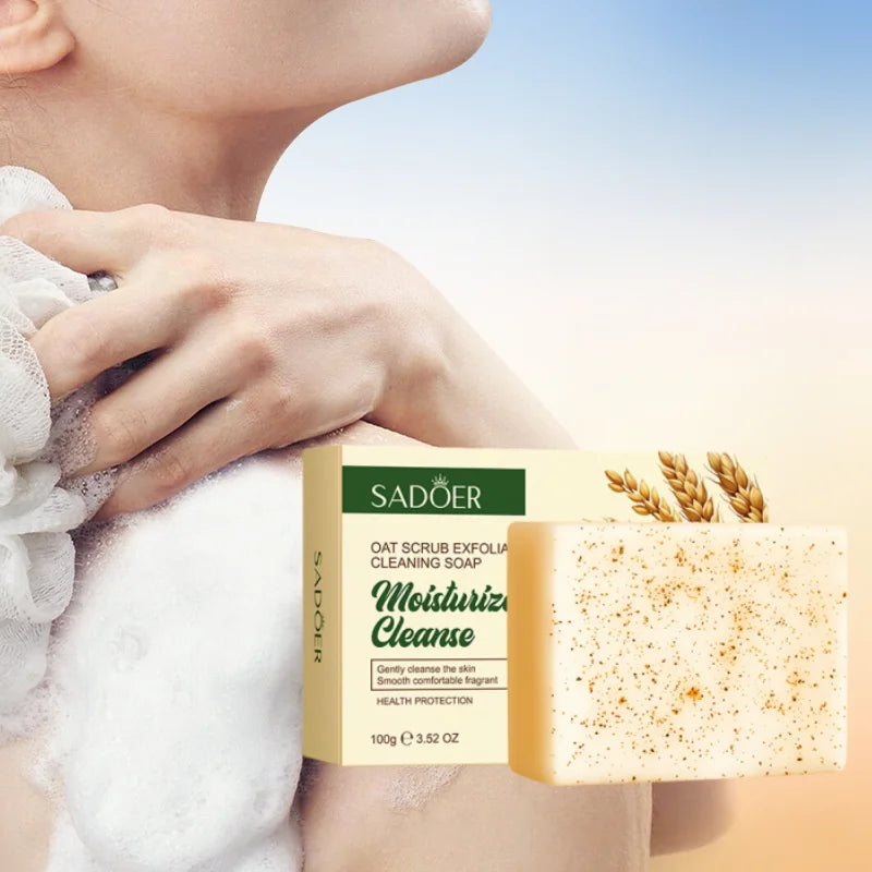 SADOER Oat Scrub Exfoliating Soap 100g – Gentle Cleansing Bar