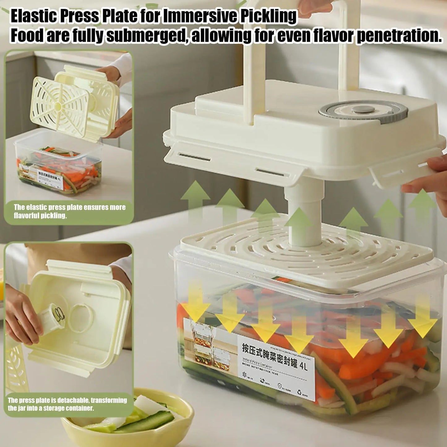 4L Airtight Pickle Fermentation Container with Press Plate