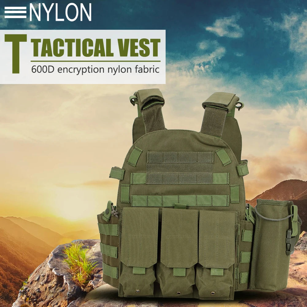 Nylon Tactical Vest Body Armor Hunting Carrier Airsoft Accessories Men Combat MOLLE Camo Military Army Vest Outdoor CS Hunting Peaceful Pleasures Health and Wellness