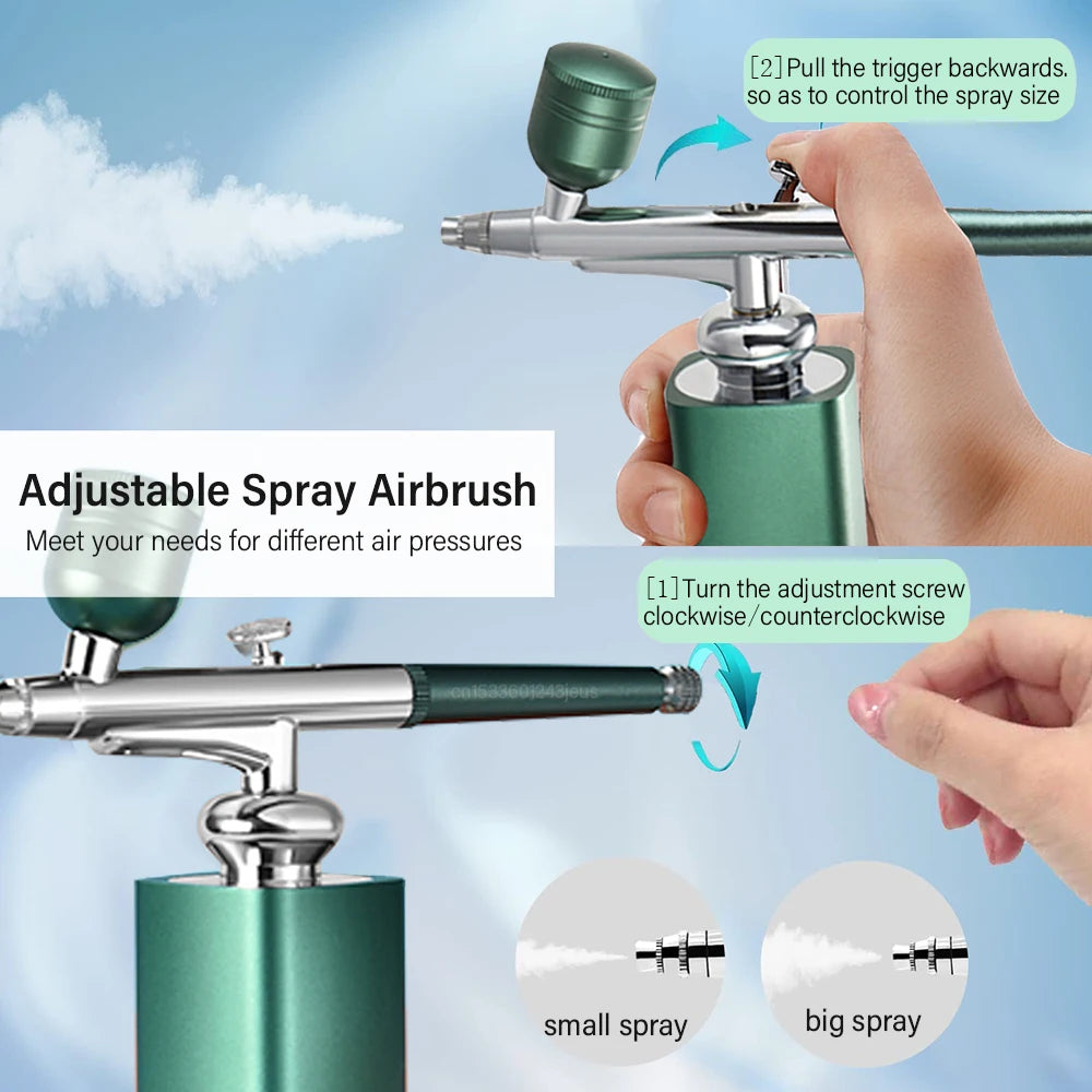 Nail Airbrush Air Compressor Portable Airbrush For Nail Cake Tattoo Makeup Air Brush Nail Art Paint Compressor Oxygen Injection Peaceful Pleasures Health and Wellness