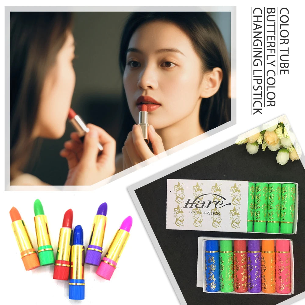 6-Pack Color-Changing Moisturizing Lipstick Set | Butterfly Tube