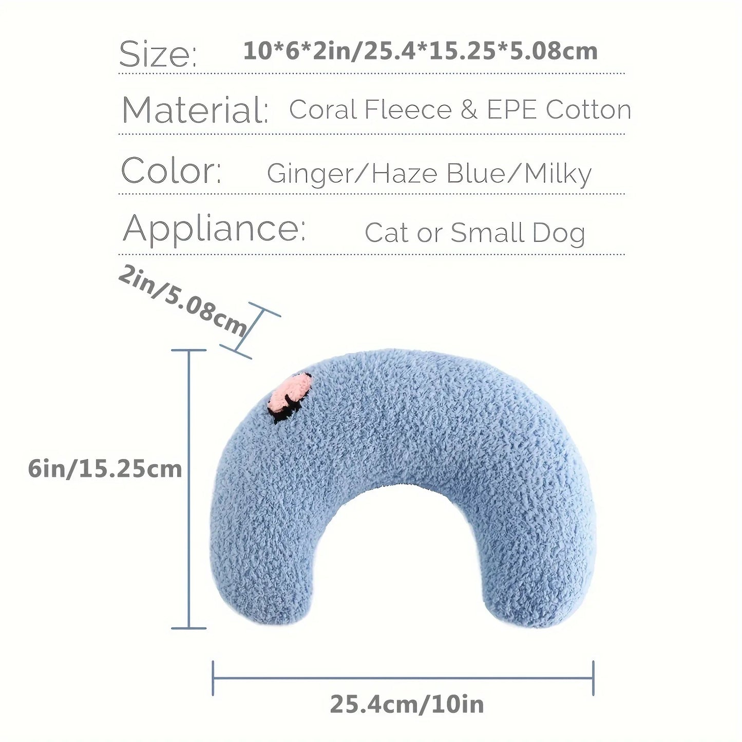Soft Plush U-Shaped Pet Pillow for Cats & Dogs | Washable
