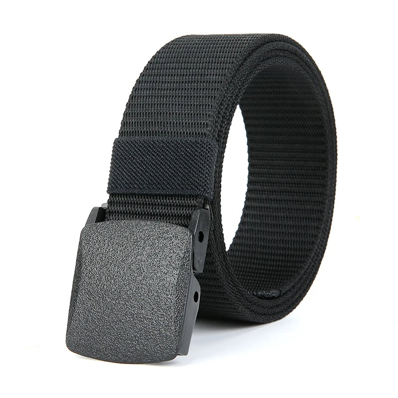 Men's Tactical Military Canvas Belt – Auto Buckle Nylon Tactical Canvas Belt Peaceful Pleasures Health and Wellness black 120cm
