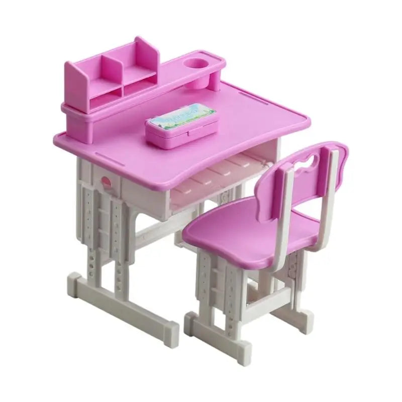 Miniature Desk & Chair Set – Dollhouse School Furniture for Kids