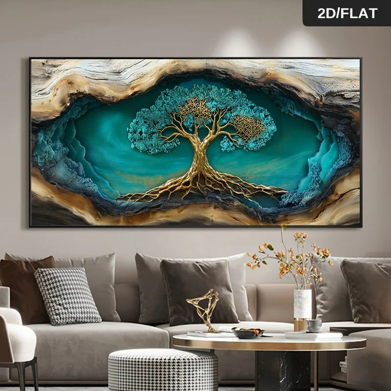 1pc Frameless Modern Abstract Tree of Life Canvas Wall Art Large Print for Living Room & Bedroom Decor, Artistic Interior Accent Peaceful Pleasures Health and Wellness