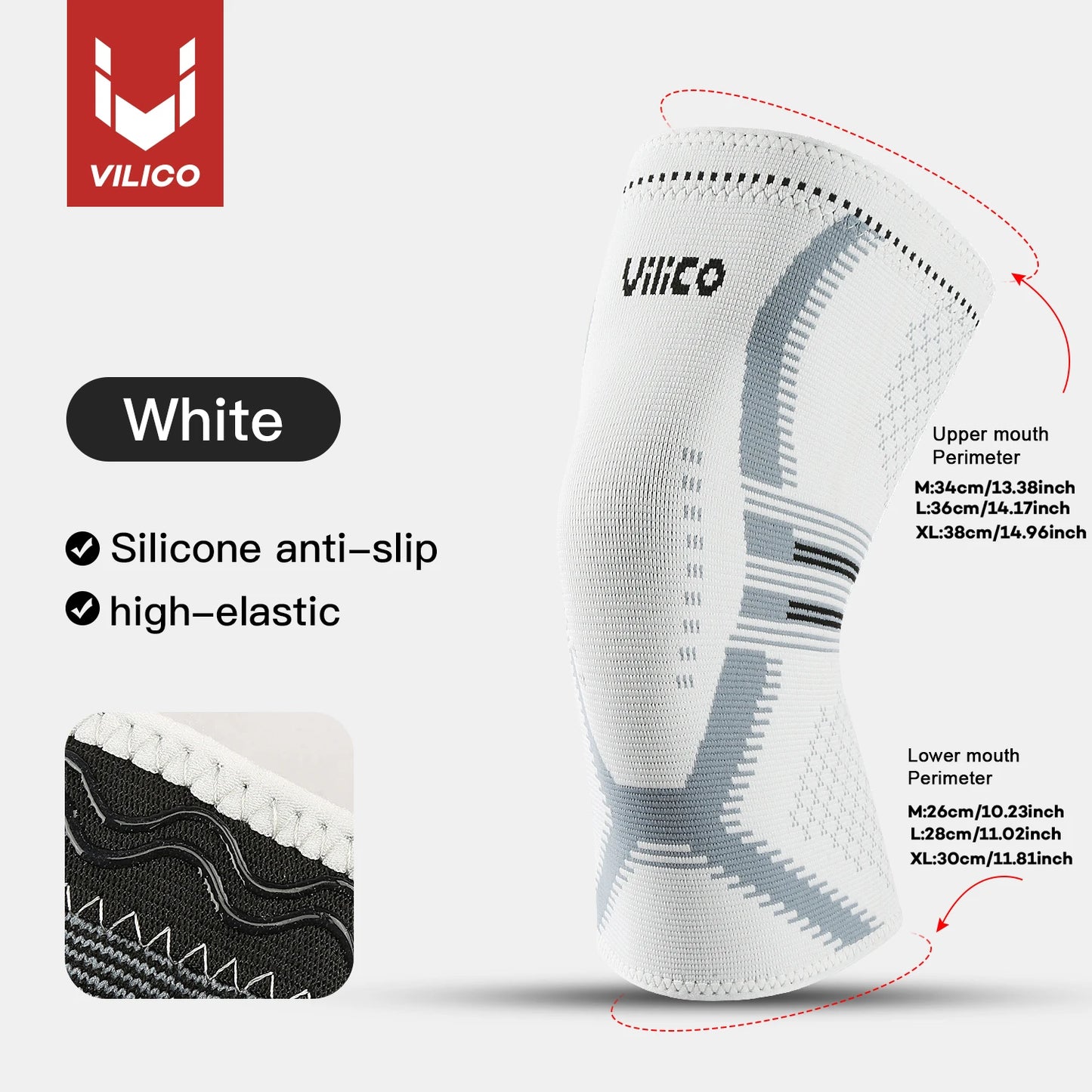 1 Pcs Compression Knee Support Sleeve Elastic Breathable Knee Pads Brace Springs Gym Sports Protector Basketball Volleyball Run Peaceful Pleasures Health and Wellness white XL